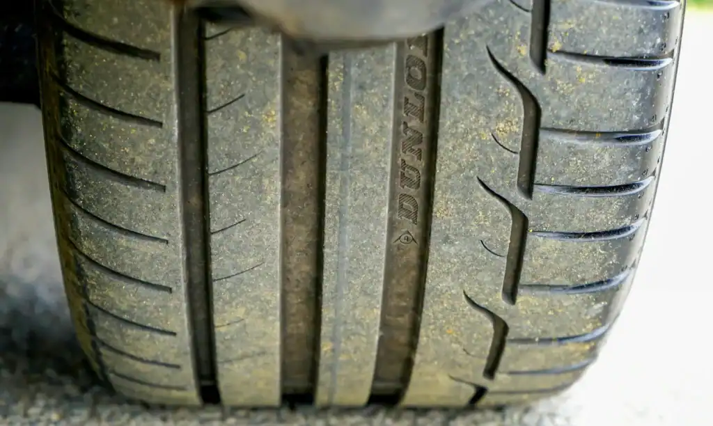 A worn tire. Illustrating the shedding of microplastics by vehicle tires.
